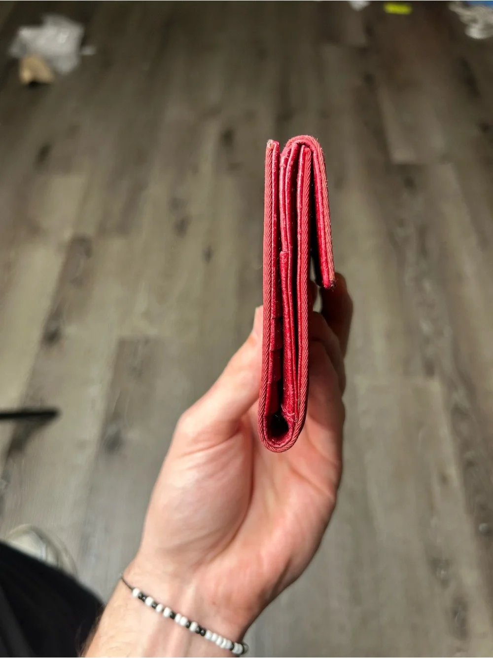 Prada Red Saffiano Trifold Wallet with Triangle Logo - Picture 3 of 7